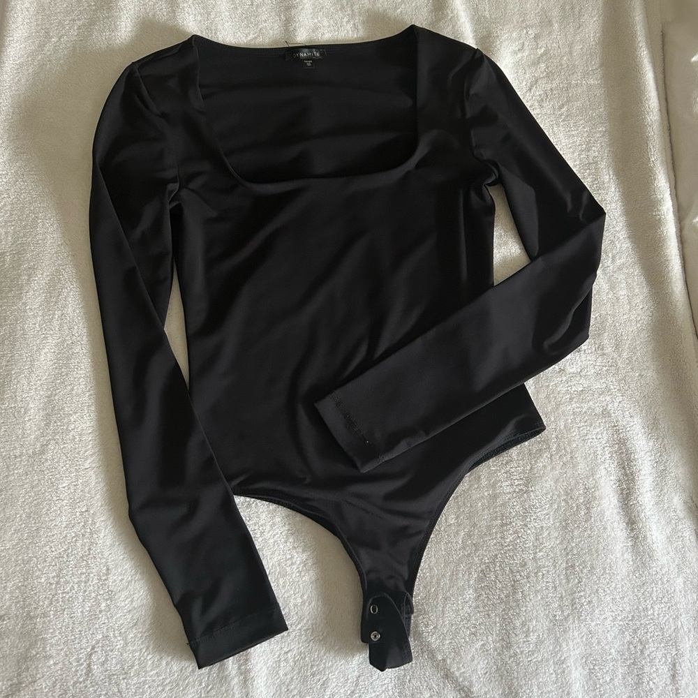 Black Scoop-neck bodysuit